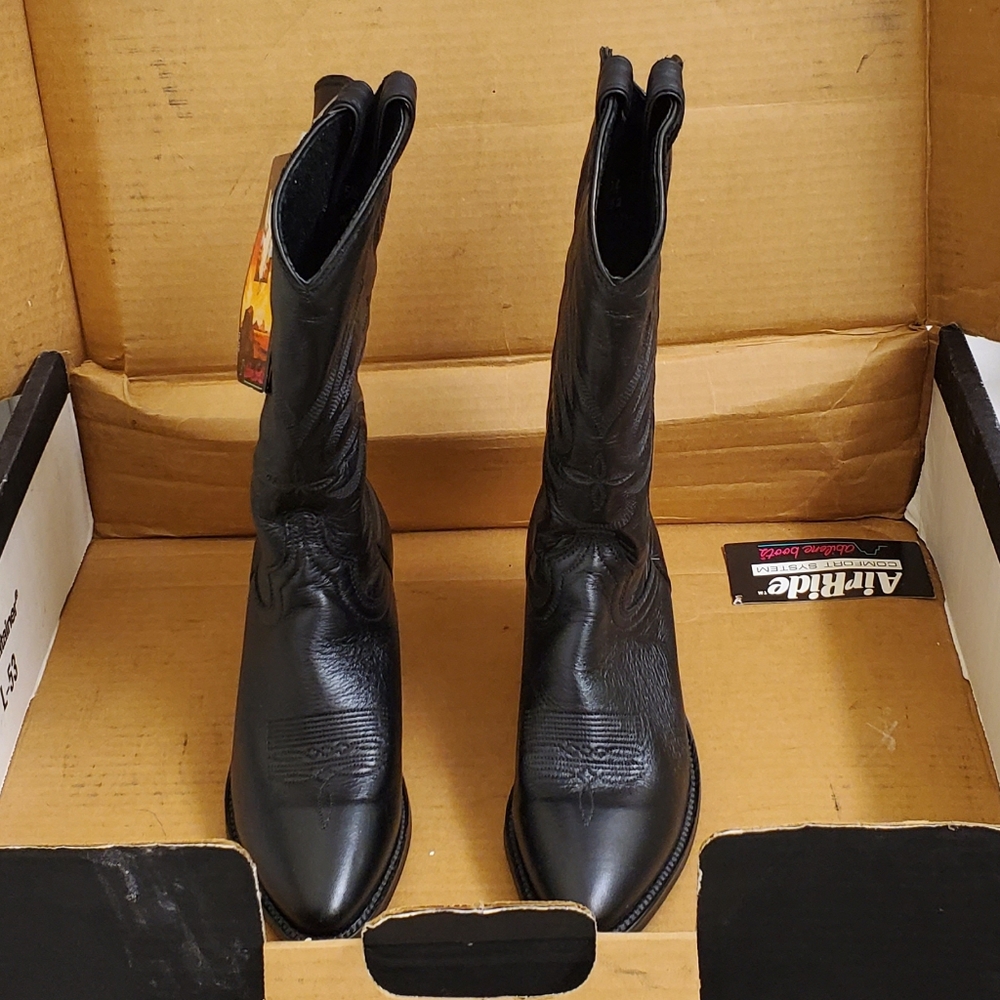 🤩New with tags Rare vintage genuine leather abilene black boots size 5.5 M - Picture 1 of 15